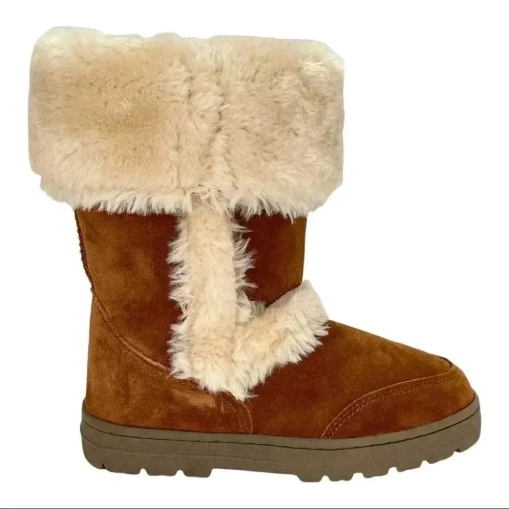 Style & Co Witty Tan Suede Leather Faux Fur Medium Width Womens Boots